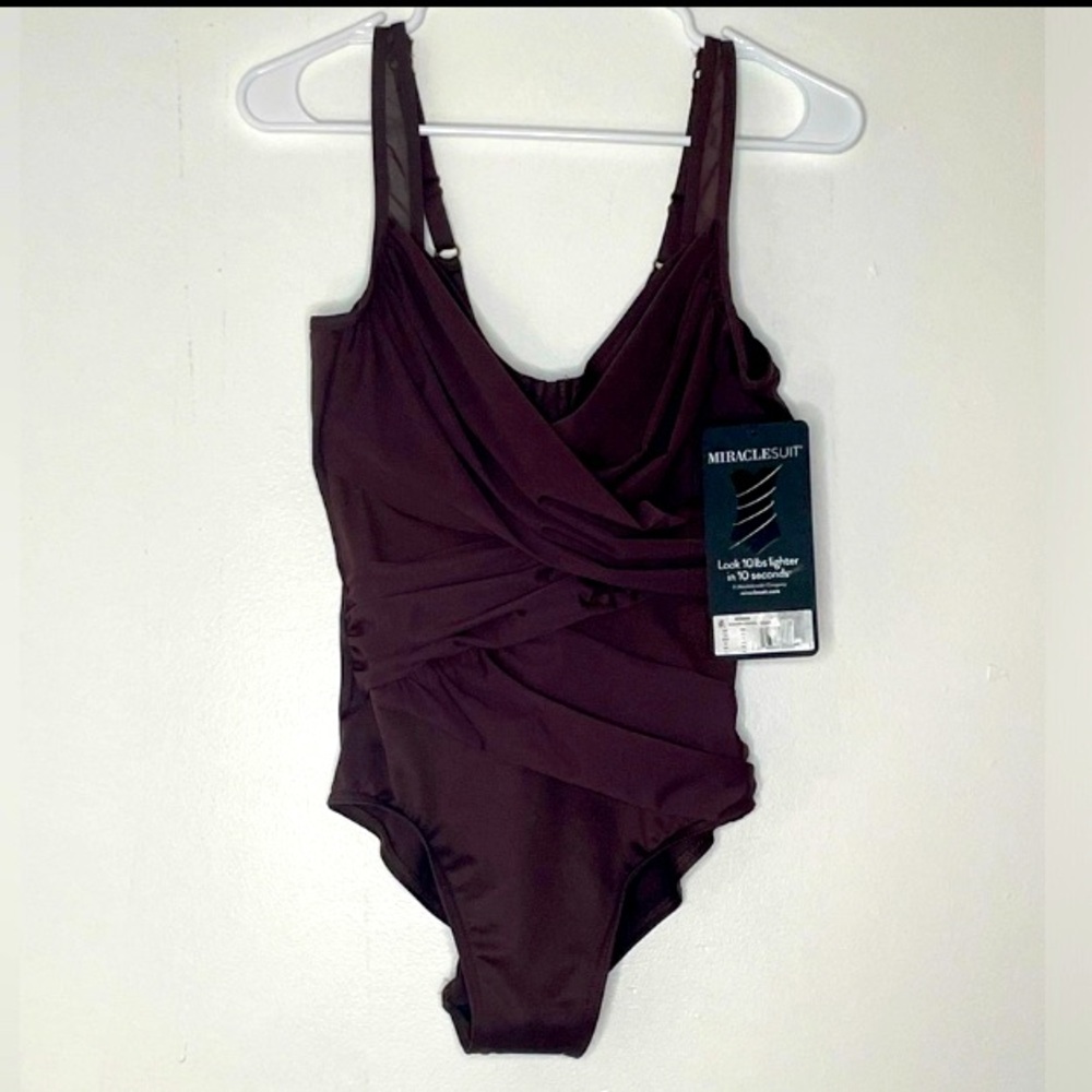 Miraclesuit Swimsuit Brown cross ruched